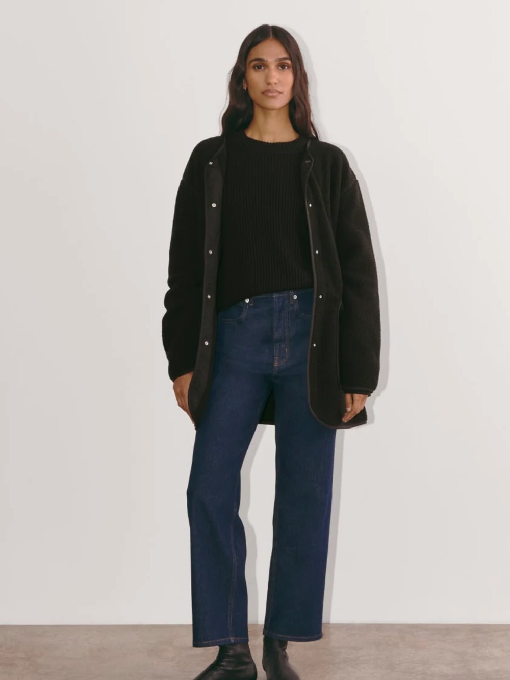 NEW Everlane Black Fleece Teddy Liner Jacket in Size Large - Picture 4 of 12